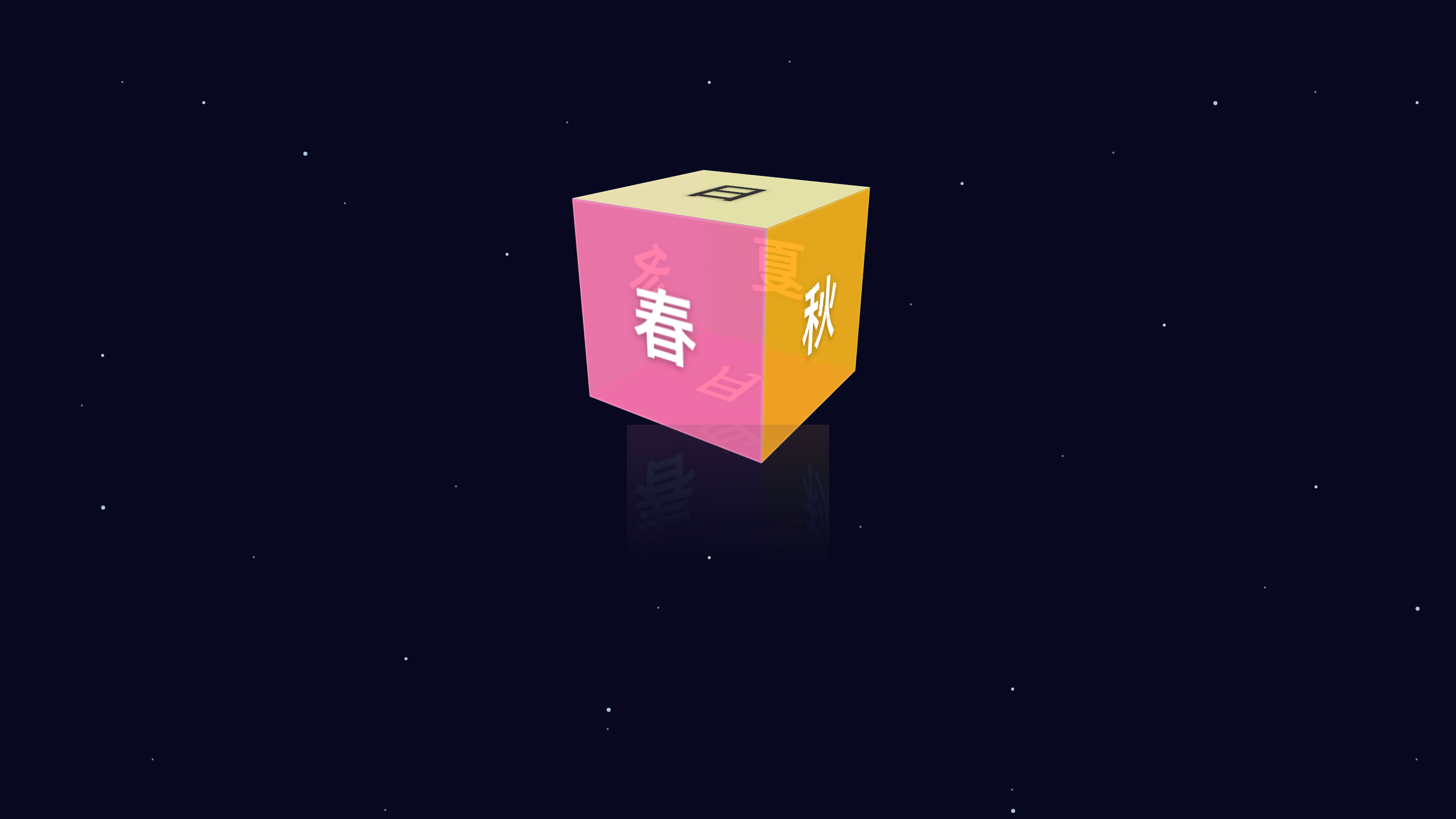 # 第 3 题:纯 CSS 3D 立方体,八秒一圈,带倒影和闪烁星空