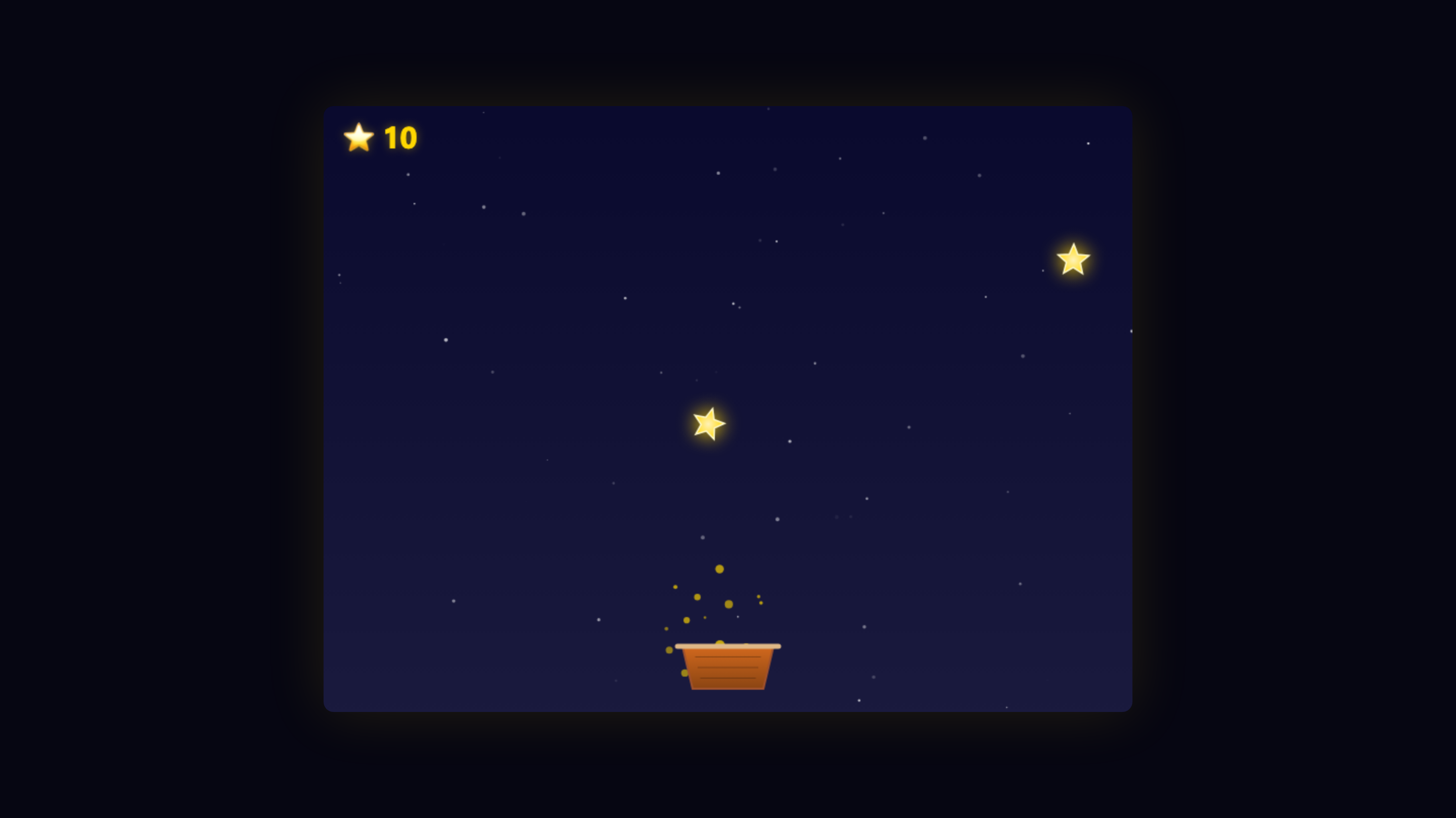 # 第 2 题:接住星星那一刻,分数跳到 10,金色粒子从篮子里炸开