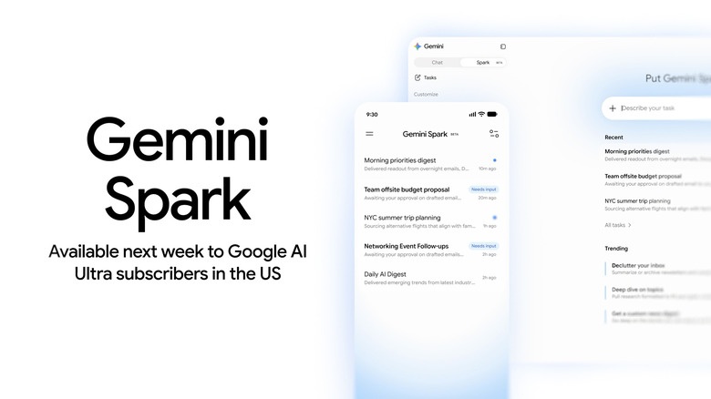 Gemini Spark 产品界面 · 来源:Engadget