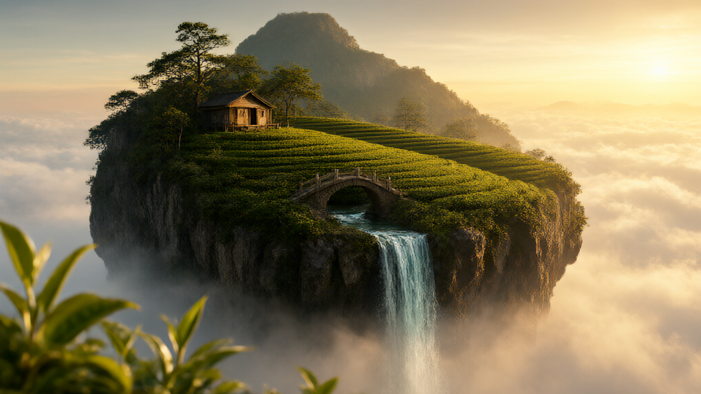 Floating Tea Gardens in the Sea of Clouds